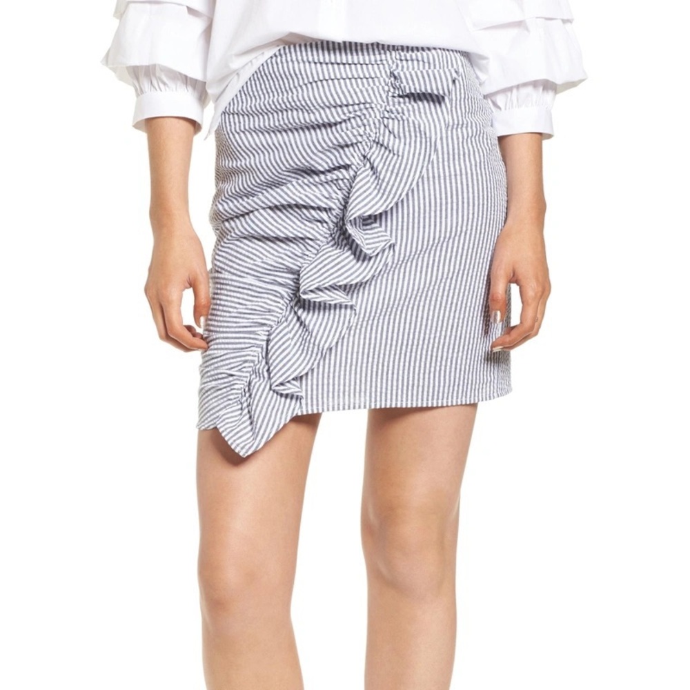 Navy and White Striped Skirt
